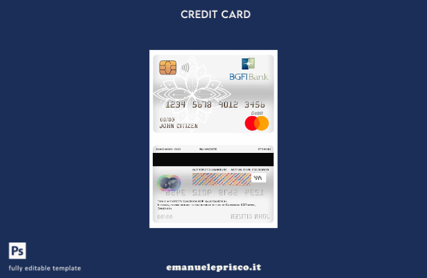 modello di carta di debito principale della banca Camerun BGFI in stile verifica